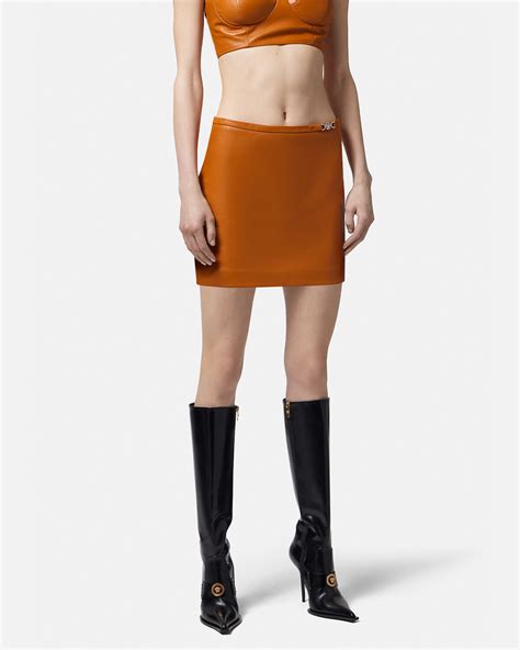 versace silk cady skirt|versace leather mini skirt.